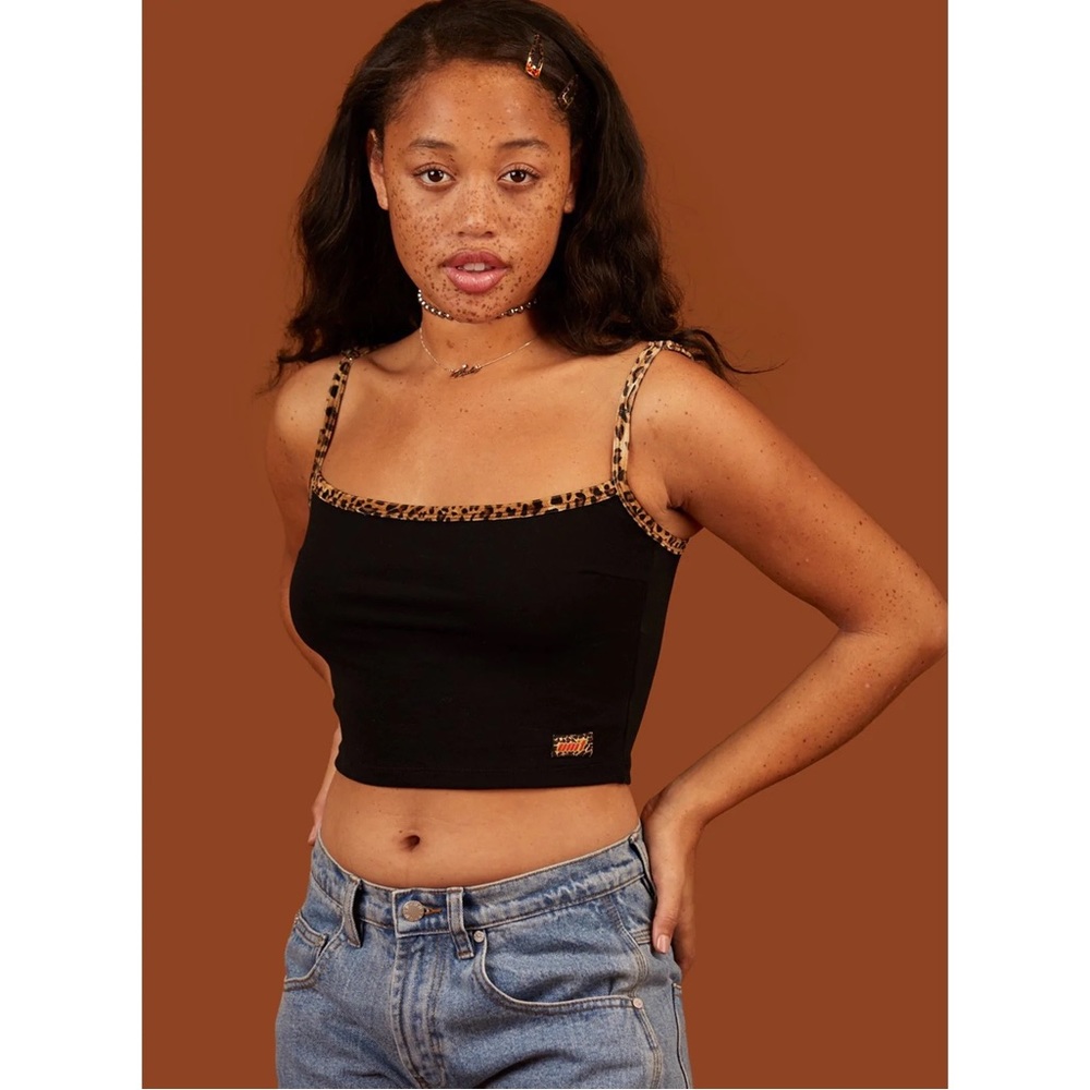 Unif To-Go Leopard Trim Crop Tank - Picture 2 of 12